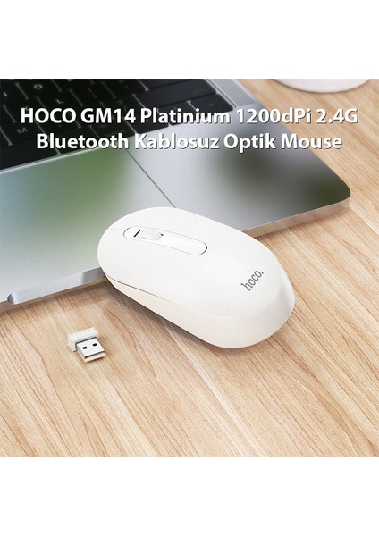 GM14 Platinium 1200DPI 2.4g Bluetooth Kablosuz Optik Mouse