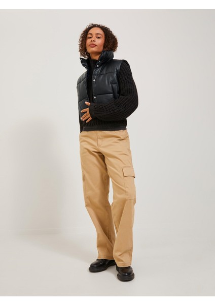 Jxbreezy Faux Leather Kadın Siyah Yelek 12236382-Black fırsatları