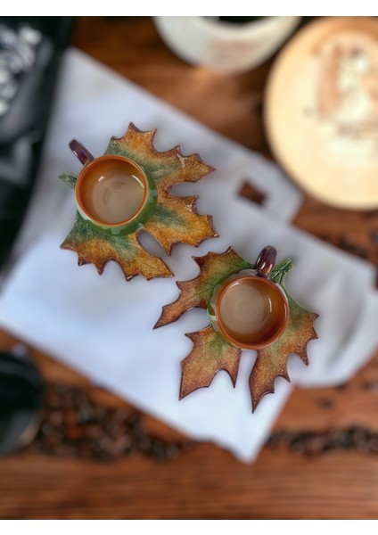 Dekoratif Yaprak Figürlü 2 Kişilik Kahve Fincanı Seti fırsatları