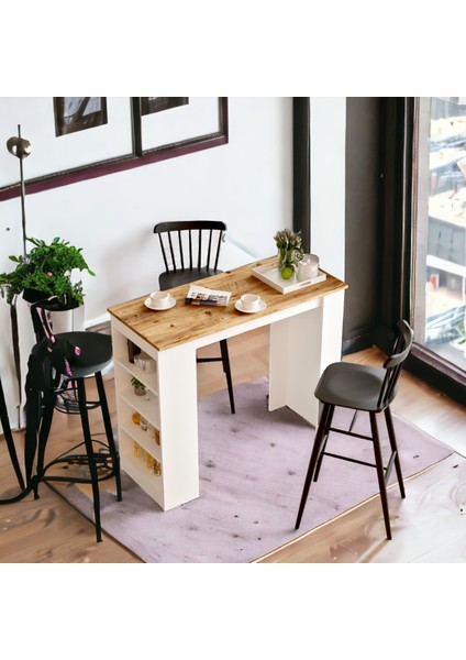 Thales Bar Masası Mutfak Yemek Masası Atlantik Çam-Beyaz modelleri