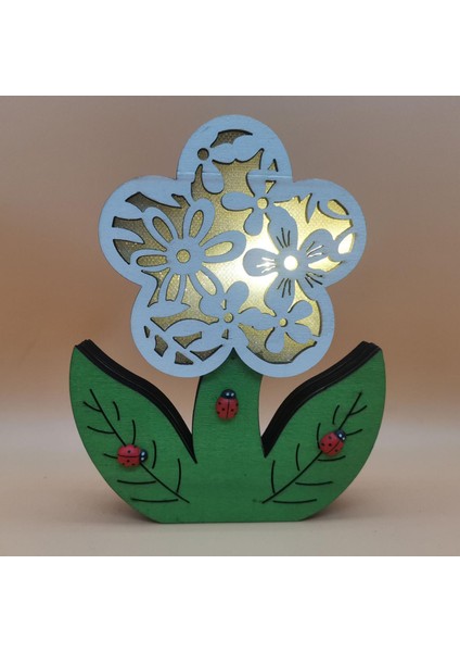 Ahşap Paskalya Çiçeği Lambası Üstü Dekoratif (Yurt Dışından)