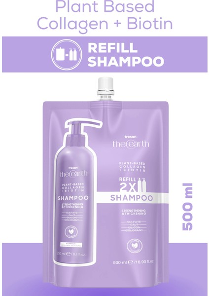 Plant Based Collagen +Biotin Şampuan 250 ml + Refill Pouch 500 ml
