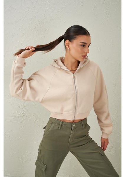 Tena Moda Kadın Taş Üç Iplik Komple Fermuarlı Kapüşonlu Sweatshirt modelleri