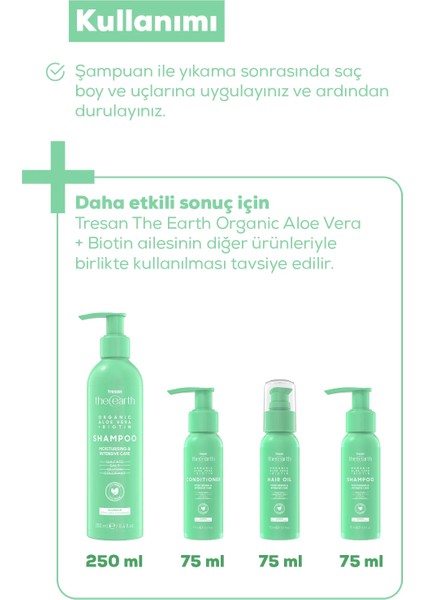 Organic Aloe Vera +Biotin Saç Kremi 250 ml + Şampuan 75 ml