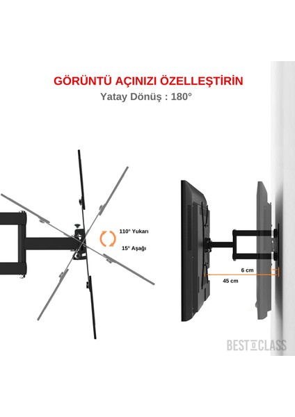 Samsung 50Q67A Hareketli Tv Askı Aparatı