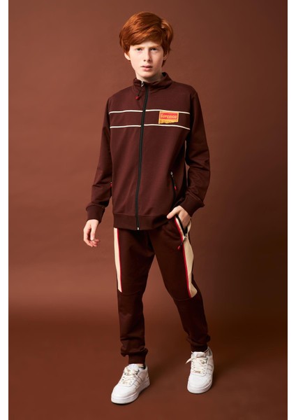 Superior Baskı Detaylı Erkek Çocuk Okul Takımı Kahverengi fiyatları