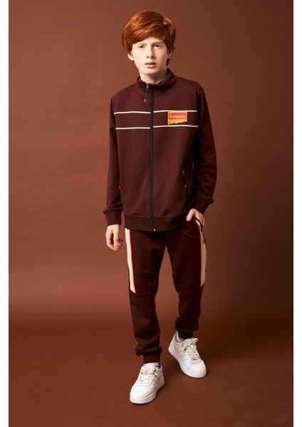 Superior Baskı Detaylı Erkek Çocuk Okul Takımı Kahverengi indirimleri