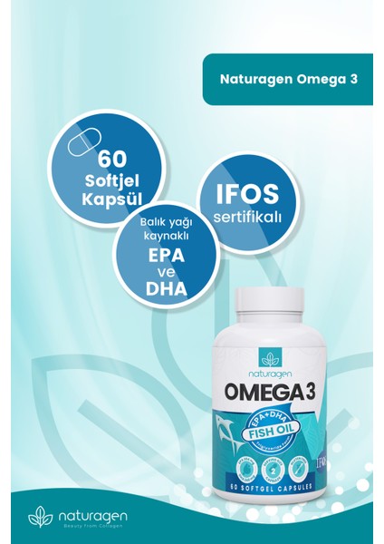 1200 mg Omega 3 Fish Oil Balık Yağı 60 Yumuşak Kapsül