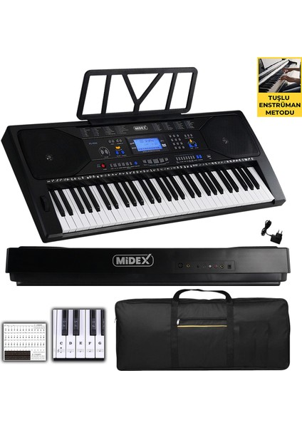 PS-4500 Tuş Hassasiyetli 61 Tuşlu Org Dijital LCD Ekran USB MP3 Çanta Notalık Metod (300 Ses 300 Ritim)