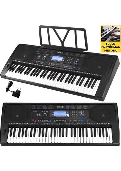 PS-4500 Tuş Hassasiyetli 61 Tuşlu Org Dijital LCD Ekran USB MP3 Çanta Notalık Metod (300 Ses 300 Ritim)