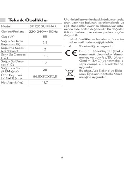 SP 120 Ilık-Soğuk Su Sebili