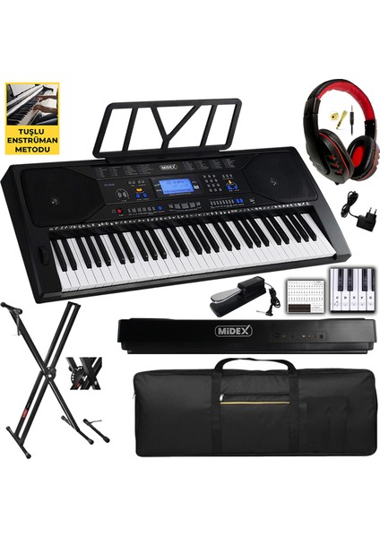 PS-4500KSP Tuş Hassasiyetli 61 Tuşlu Org Sustain Pedallı USB MP3 (Pedal Stand Kulaklık Çanta Notalık Metod)