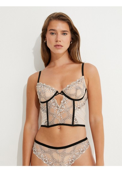 Bralet Sütyen Dantelli Biye Detaylı Dolgusuz
