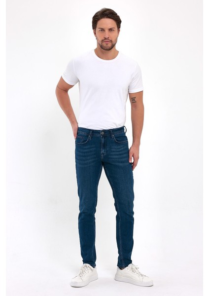 - Erkek Mavi Slim Fit Likralı Kot Pantolon