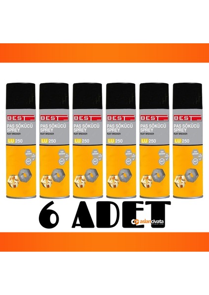 Pas Sökücü Sprey LU250 Yağlayıcı 250 ml - 6 Adet