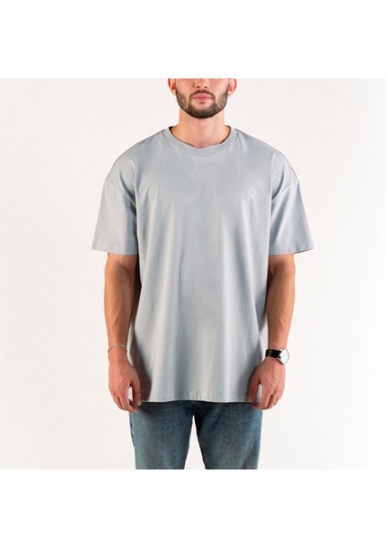 Oversize Basic Siyah Göğüs Baskılı Unisex Tshirt