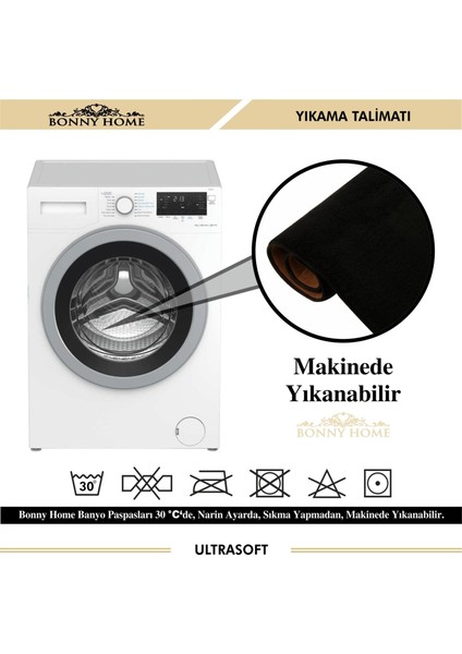 Damask 3’lü Düz Siyah Ultrasoft Banyo Halısı Paspası Seti Kaymaz Tabanlı Klozet Takımı fırsatları