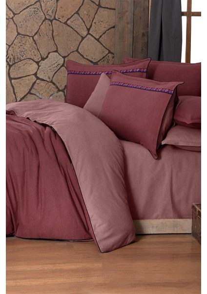 Enrike Bordo Çift Kişilik %100 Pamuk Flanel (Pazen) Nevresim Takımı modelleri