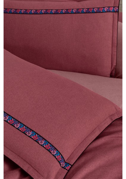 Enrike Bordo Çift Kişilik %100 Pamuk Flanel (Pazen) Nevresim Takımı indirimleri