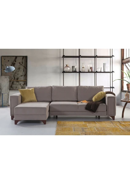 Perla Sofa Frida Yataklı Sandıklı Köşe Takımı Kahve