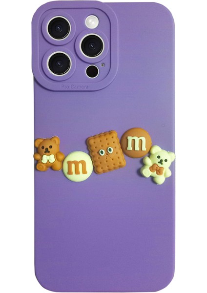 iPhone 15 Pro Kılıf 3D M Bear Kamera Korumalı Silikon Kapak
