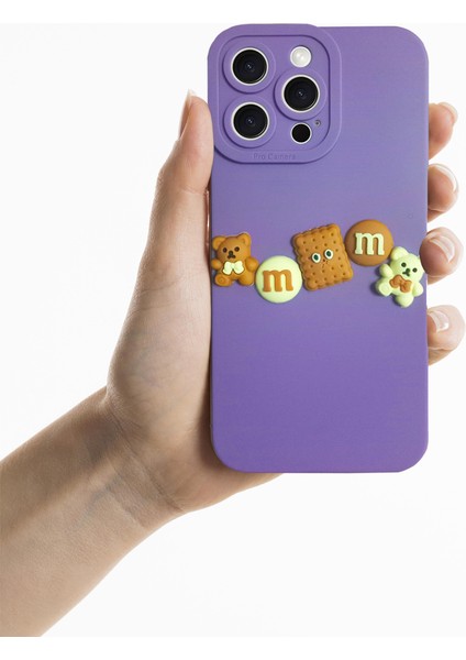 iPhone 15 Pro Kılıf 3D M Bear Kamera Korumalı Silikon Kapak