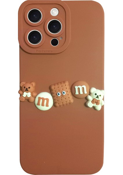 iPhone 15 Pro Kılıf 3D M Bear Kamera Korumalı Silikon Kapak