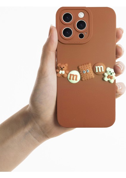 iPhone 15 Pro Kılıf 3D M Bear Kamera Korumalı Silikon Kapak