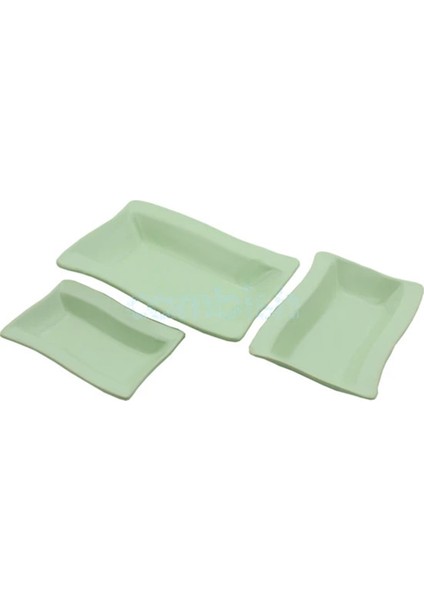 Seramik 3 Boy Yeşil Çerezlik Kahvaltılık Sunumluk fırsatları