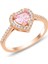 Gümüş Rose Pembe Taşlı Pırlanta Montürlü Kalp Modeli Yüzük SGTL12299PEMBE 1
