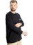 Büyük Beden Erkek T-Shirt Uzun Kol Bisiklet Yaka Man 23099 Siyah 1