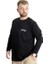 Büyük Beden Erkek T-Shirt Uzun Kol Bisiklet Yaka Man 23099 Siyah 2