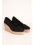 Siyah Platformlu Keten Espadril Dolgu Topuk 2