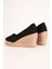 Siyah Platformlu Keten Espadril Dolgu Topuk 3