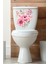 Sulu Boya Pembe Çiçekler Klozet ve Banyo Sticker Seti 4