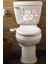 Klozet Sticker Beyaz Pembe Çiçekler Banyo Sticker Seti 1