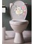 Klozet Sticker Beyaz Pembe Çiçekler Banyo Sticker Seti 2