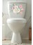 Klozet Sticker Beyaz Pembe Çiçekler Banyo Sticker Seti 3