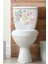 Klozet Sticker Beyaz Pembe Çiçekler Banyo Sticker Seti 4