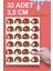 Mutlu Yıllar Sticker 3,5 cm 32 Adet Suya Dayanıklı Yeni Yıl Yılbaşı Figürleri Etiketler 1