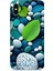 Apple iPhone Xs Max Uyumlu Silikon Kılıf Mavi Turkuaz Taşlar ve Yeşil Yaprak 1