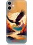 Apple iPhone 12 Mini Uyumlu Silikon Kılıf Uçan Siyah Beyaz Kartal 1