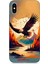 Apple iPhone Xs Uyumlu Silikon Kılıf Uçan Siyah Beyaz Kartal 1