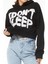 Kapüşonlu Baskılı Crop Sweatshirt 1