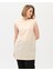Sude Bisiklet Yaka Kolsuz Sade Basic Bluz - 6038 - Krem 5