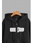 Unisex Siyah Kapüşonlu Sweatshirt Ceket Love You Baskılı 3