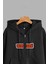 Unisex Siyah Kapüşonlu Sweatshirt Ceket Wasteda Baskılı 3