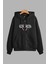 Unisex Siyah Kapüşonlu Sweatshirt Ceket Utopia Baskılı 1