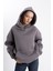Unisex Oversize Gri Kapşonlu Sweatshirt 2