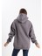 Unisex Oversize Gri Kapşonlu Sweatshirt 3